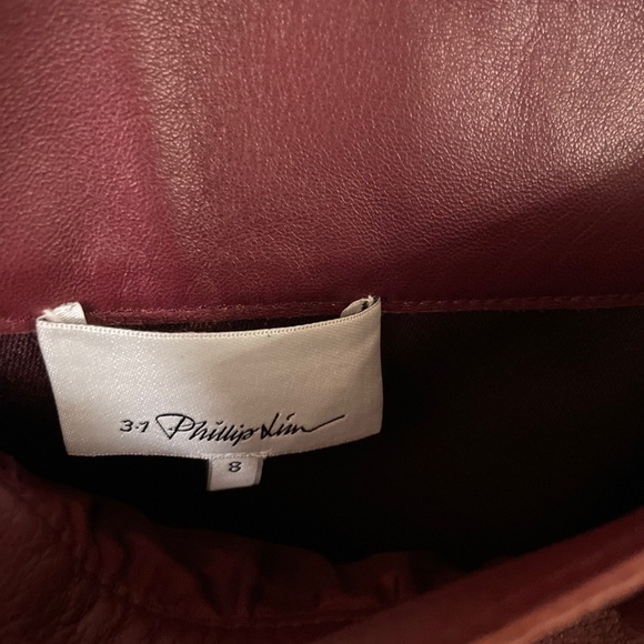3.1 Phillip Lim Leather-Wool Flight Detail Skirt, Crimson sz 8 - Picture 14 of 16